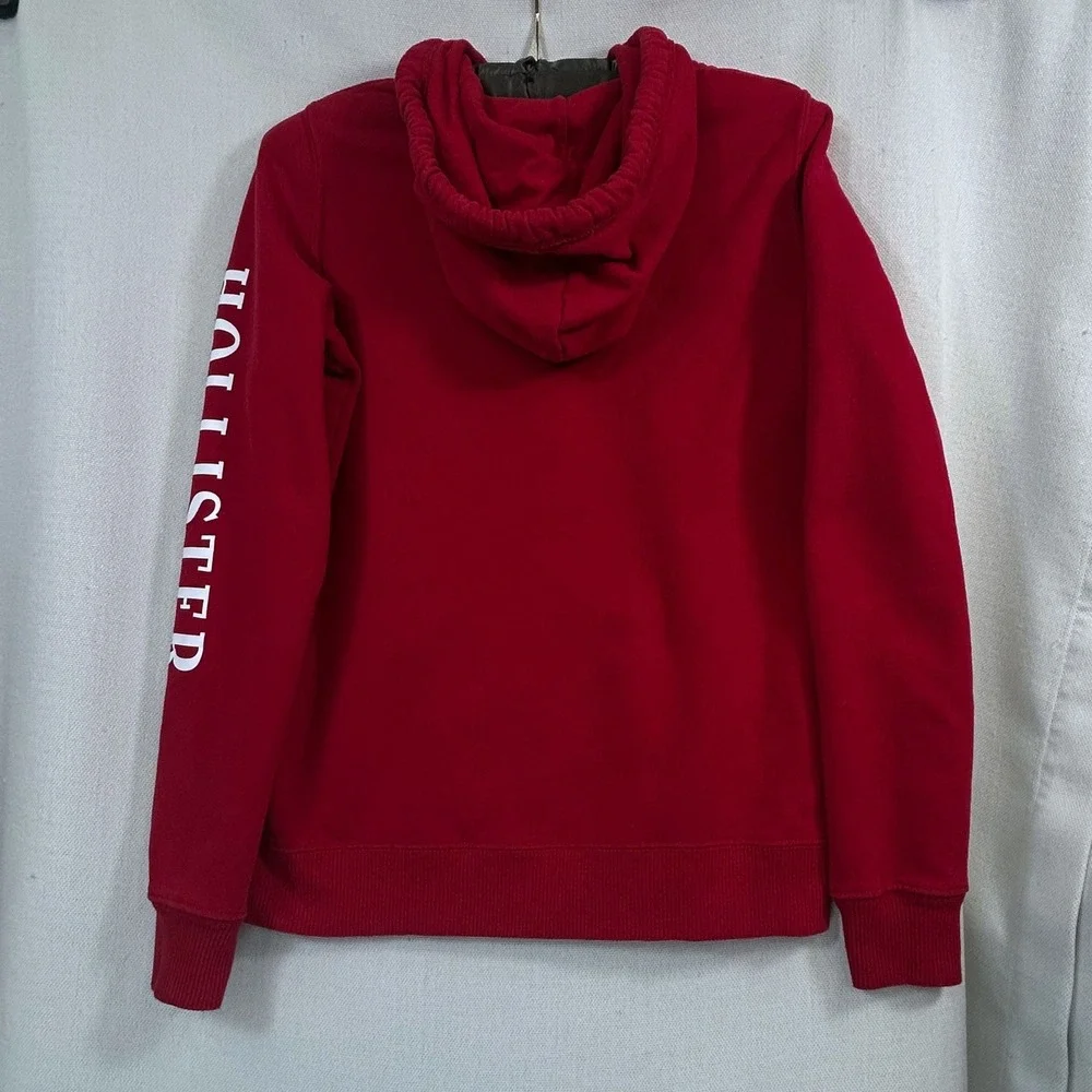 Hollister California Hoodie Womens S Red Floral Logo Sleeve Graphic  Sweatshirt